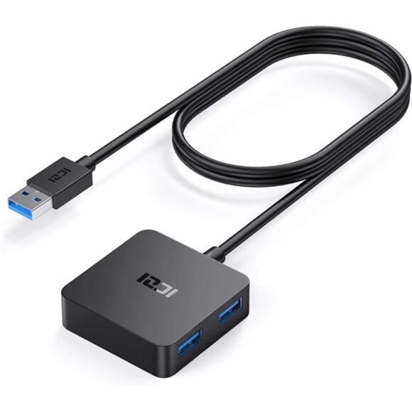 USB 3.0 Hub, 4-Port Data USB Hub with 4ft Long Cable, USB Splitter Adapter - Picture 1 of 6